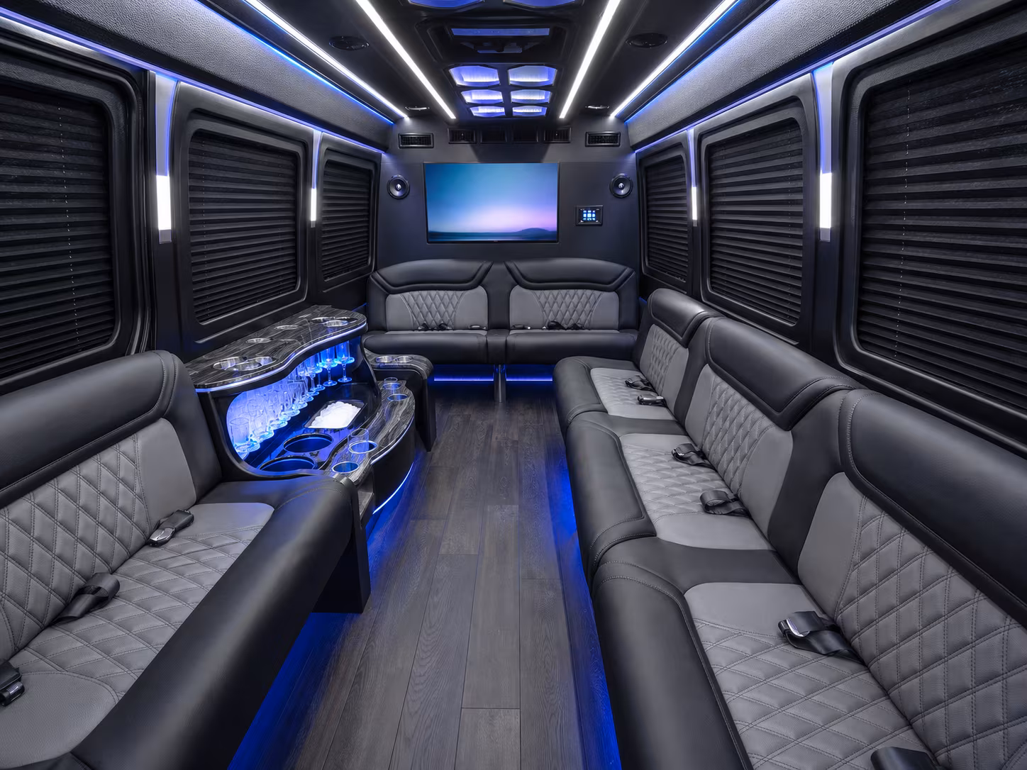 west hartford 50 passenger party bus inside